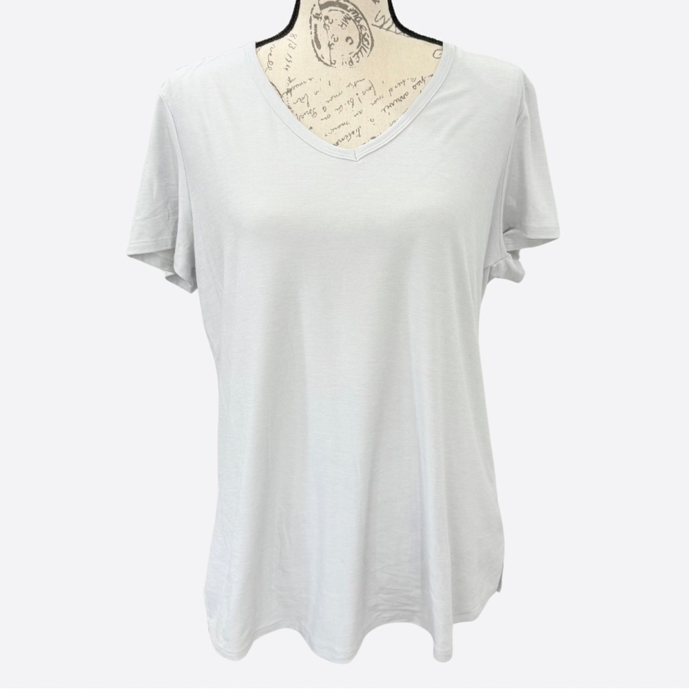 Light Blue Gray V-Neck T-Shirt